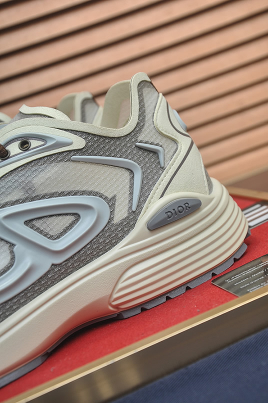 ディオール B30 メッシュ テクニカル ファブリック スニーカー ホワイト グレー shoes675 - 画像 (3)