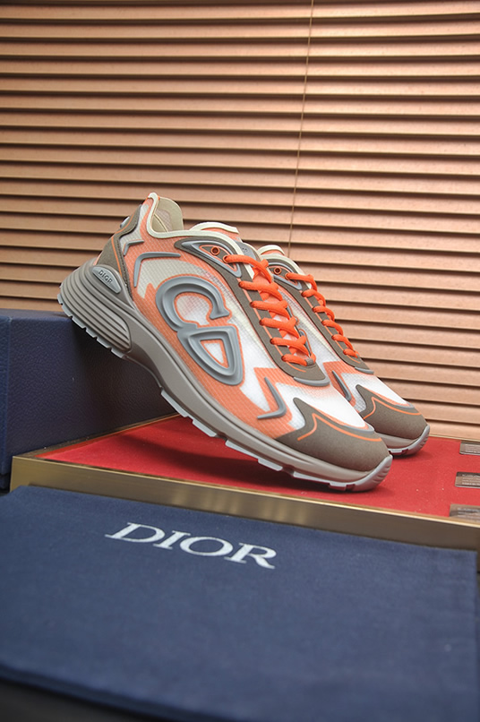 ディオール B30 メッシュ テクニカル ファブリック スニーカー オレンジ グレー shoes676 - 画像 (3)