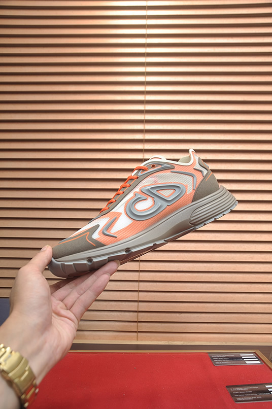 ディオール B30 メッシュ テクニカル ファブリック スニーカー オレンジ グレー shoes676 - 画像 (5)