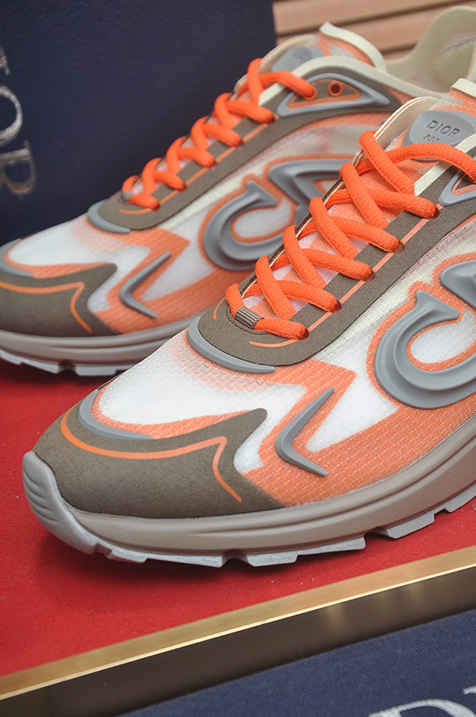 ディオール B30 メッシュ テクニカル ファブリック スニーカー オレンジ グレー shoes676 - 画像 (8)