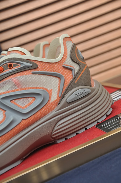 ディオール B30 メッシュ テクニカル ファブリック スニーカー オレンジ グレー shoes676 - 画像 (9)