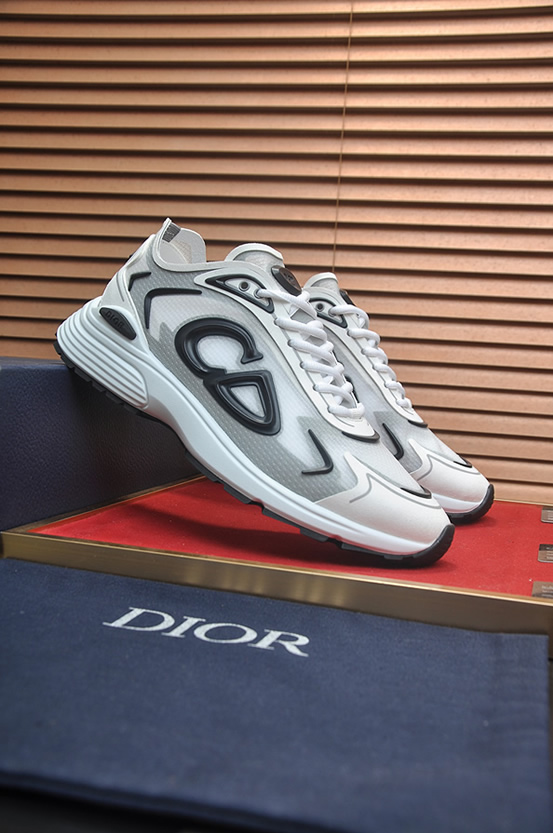 ディオール B30 メッシュ テクニカル ファブリック スニーカー ホワイト グレー ブラック shoes677 - 画像 (3)