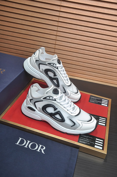 ディオール B30 メッシュ テクニカル ファブリック スニーカー ホワイト グレー ブラック shoes677 - 画像 (6)