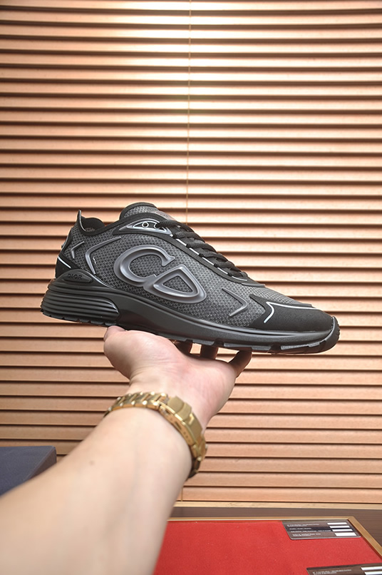ディオール B30 メッシュ テクニカル ファブリック スニーカー ダークグレー ブラック shoes678