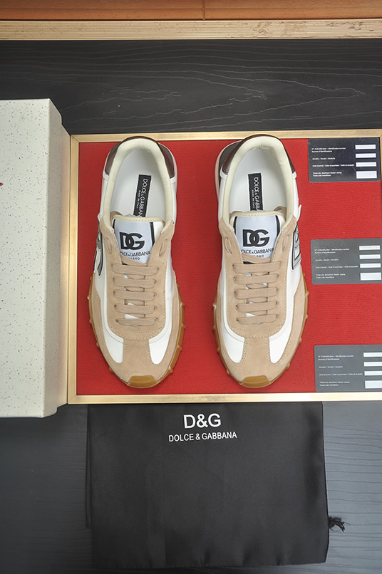 ドルチェ&ガッバーナ DGロゴ スエード レザー スニーカー ベージュ ホワイト shoes680 - 画像 (2)