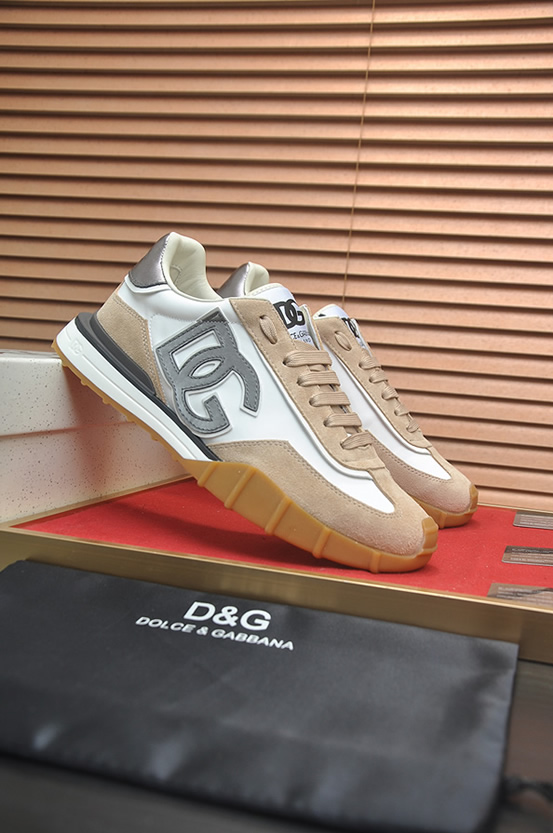 ドルチェ&ガッバーナ DGロゴ スエード レザー スニーカー ベージュ ホワイト shoes680 - 画像 (3)
