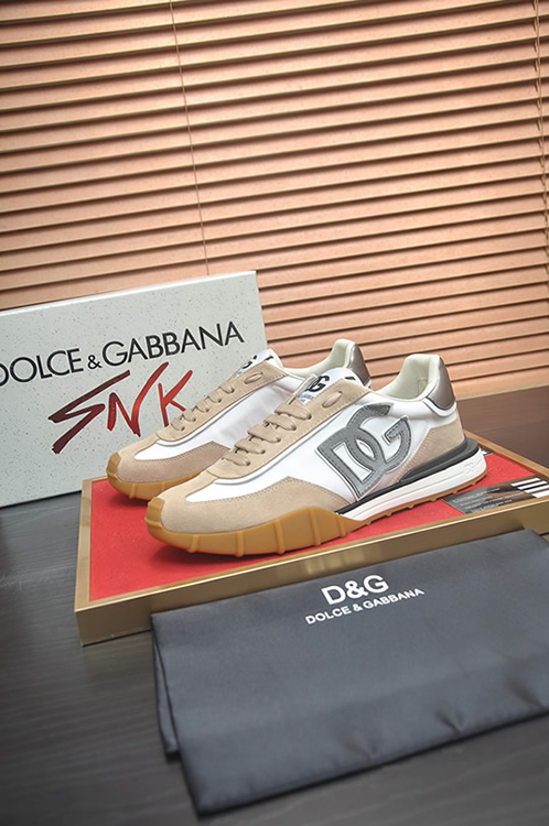 ドルチェ&ガッバーナ DGロゴ スエード レザー スニーカー ベージュ ホワイト shoes680 - 画像 (4)