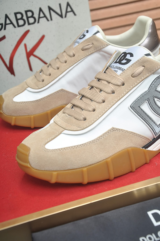 ドルチェ&ガッバーナ DGロゴ スエード レザー スニーカー ベージュ ホワイト shoes680 - 画像 (8)