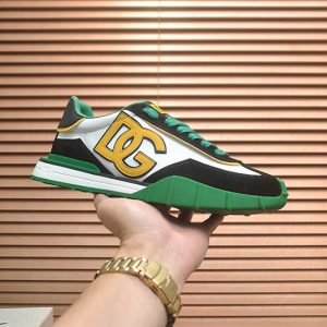 ドルチェ＆ガッバーナ DGロゴ スエード レザー スニーカー ホワイト グリーン ブラック shoes681