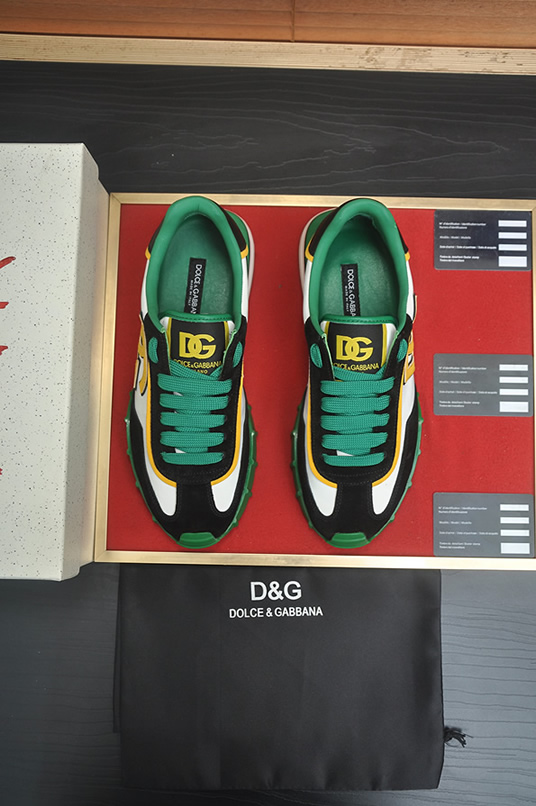 ドルチェ&ガッバーナ DGロゴ スエード レザー スニーカー ホワイト グリーン ブラック shoes681 - 画像 (2)