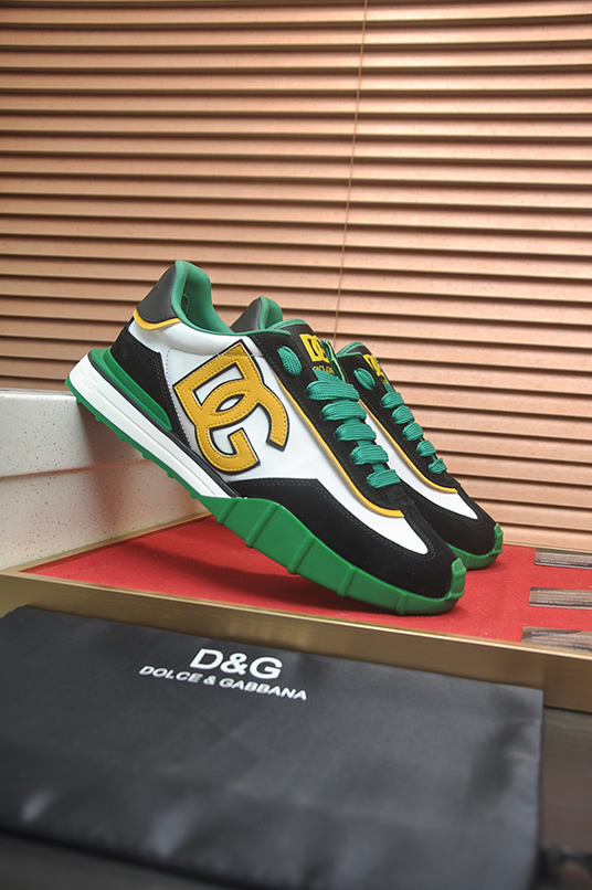 ドルチェ&ガッバーナ DGロゴ スエード レザー スニーカー ホワイト グリーン ブラック shoes681 - 画像 (3)