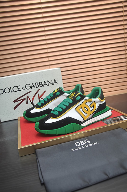 ドルチェ&ガッバーナ DGロゴ スエード レザー スニーカー ホワイト グリーン ブラック shoes681 - 画像 (4)