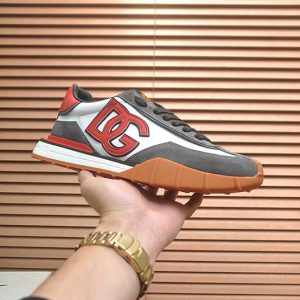 ドルチェ＆ガッバーナ DGロゴ スエード レザー スニーカー ホワイト レッド グレー shoes682