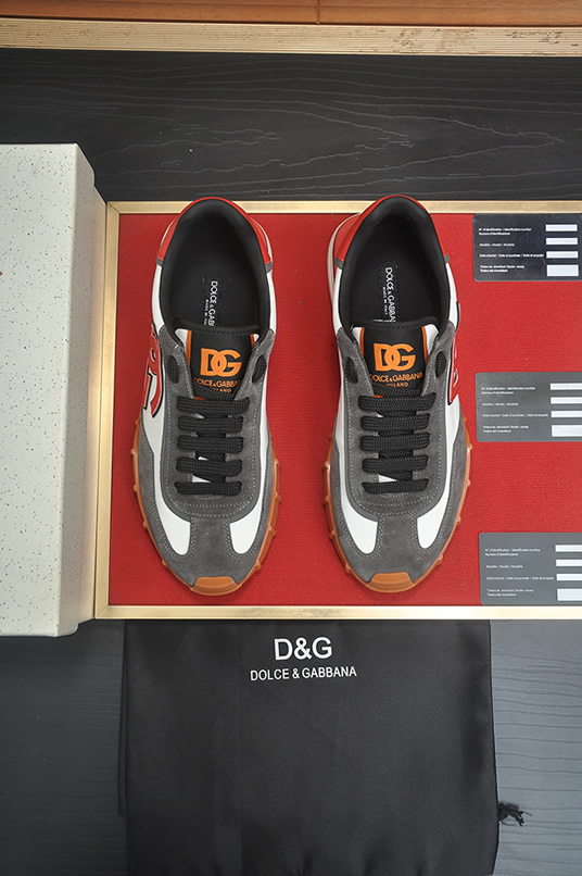 ドルチェ&ガッバーナ DGロゴ スエード レザー スニーカー ホワイト レッド グレー shoes682 - 画像 (2)