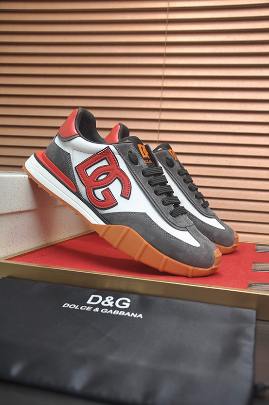 ドルチェ&ガッバーナ DGロゴ スエード レザー スニーカー ホワイト レッド グレー shoes682 - 画像 (3)