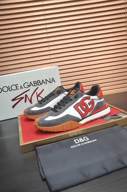ドルチェ&ガッバーナ DGロゴ スエード レザー スニーカー ホワイト レッド グレー shoes682 - 画像 (4)