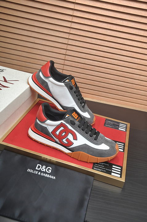 ドルチェ&ガッバーナ DGロゴ スエード レザー スニーカー ホワイト レッド グレー shoes682 - 画像 (6)