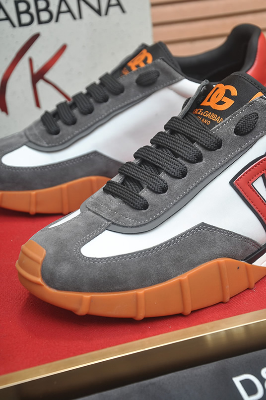 ドルチェ&ガッバーナ DGロゴ スエード レザー スニーカー ホワイト レッド グレー shoes682 - 画像 (8)
