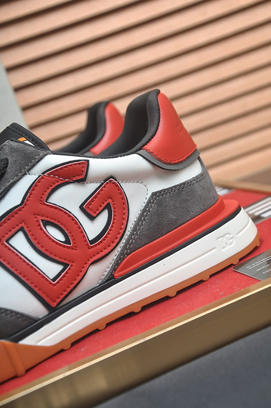 ドルチェ&ガッバーナ DGロゴ スエード レザー スニーカー ホワイト レッド グレー shoes682 - 画像 (9)