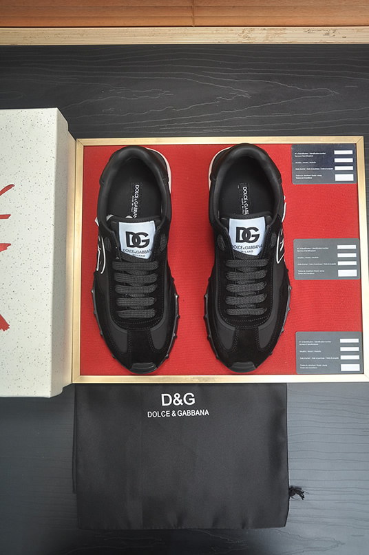 ドルチェ&ガッバーナ DGロゴ スエード レザー スニーカー ブラック ホワイト shoes683 - 画像 (2)