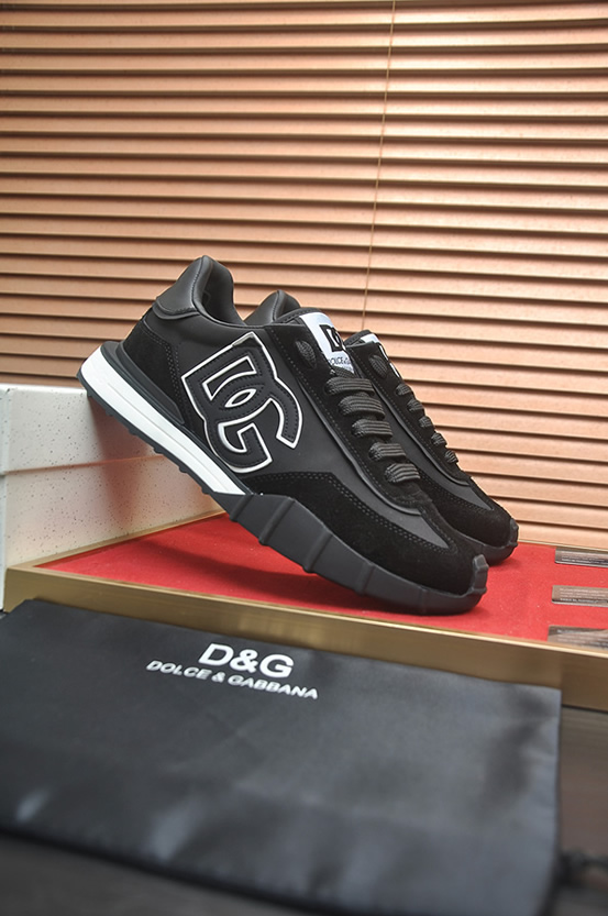 ドルチェ&ガッバーナ DGロゴ スエード レザー スニーカー ブラック ホワイト shoes683 - 画像 (3)