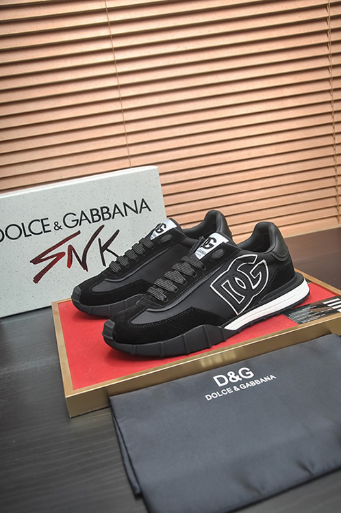 ドルチェ&ガッバーナ DGロゴ スエード レザー スニーカー ブラック ホワイト shoes683 - 画像 (4)