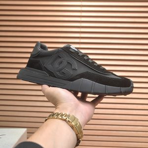 ドルチェ＆ガッバーナ DGロゴ スエード レザー スニーカー オールブラック shoes684