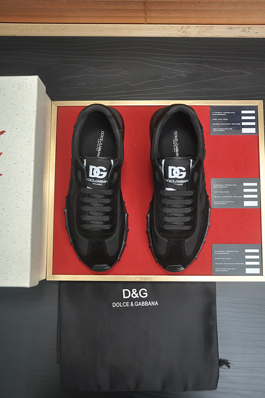 ドルチェ&ガッバーナ DGロゴ スエード レザー スニーカー オールブラック shoes684 - 画像 (2)