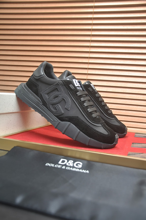 ドルチェ&ガッバーナ DGロゴ スエード レザー スニーカー オールブラック shoes684 - 画像 (3)