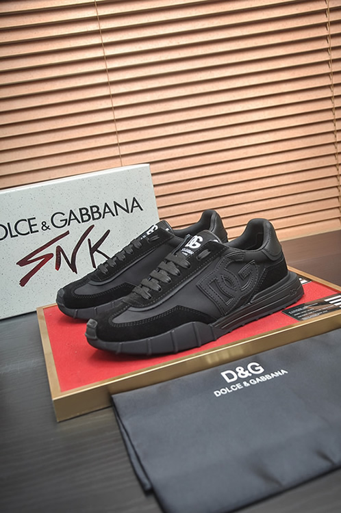 ドルチェ&ガッバーナ DGロゴ スエード レザー スニーカー オールブラック shoes684 - 画像 (4)