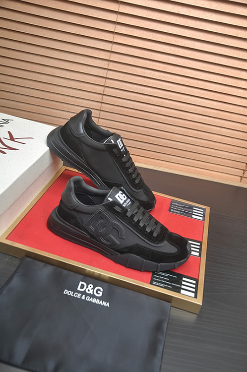 ドルチェ&ガッバーナ DGロゴ スエード レザー スニーカー オールブラック shoes684 - 画像 (6)