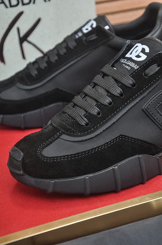 ドルチェ&ガッバーナ DGロゴ スエード レザー スニーカー オールブラック shoes684 - 画像 (8)