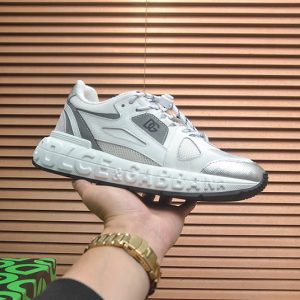 ドルチェ＆ガッバーナ スピードスター メッシュ レザー スニーカー ホワイト グレー シルバー shoes685