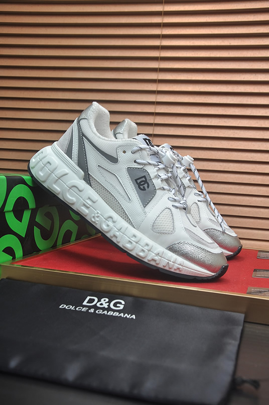 ドルチェ&ガッバーナ スピードスター メッシュ レザー スニーカー ホワイト グレー シルバー shoes685 - 画像 (3)