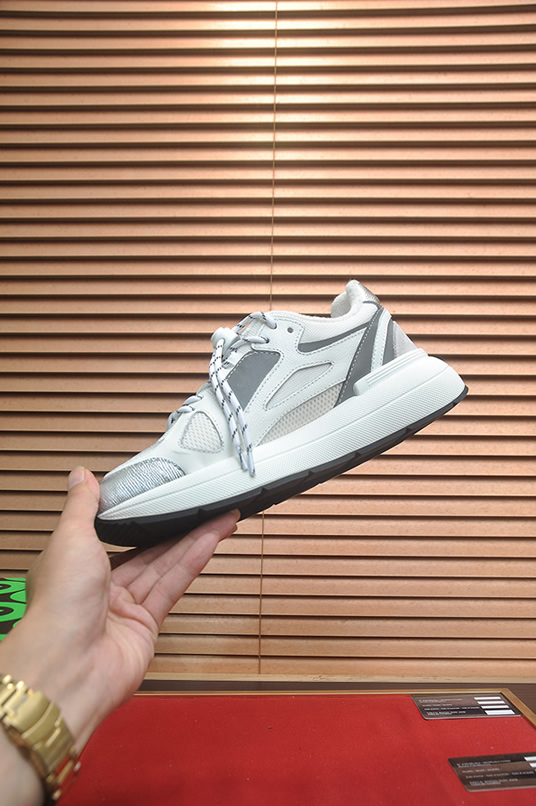 ドルチェ&ガッバーナ スピードスター メッシュ レザー スニーカー ホワイト グレー シルバー shoes685 - 画像 (5)