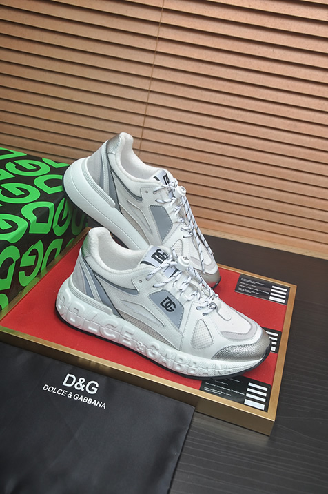 ドルチェ&ガッバーナ スピードスター メッシュ レザー スニーカー ホワイト グレー シルバー shoes685 - 画像 (6)