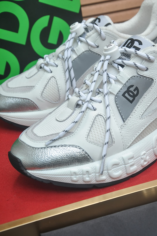 ドルチェ&ガッバーナ スピードスター メッシュ レザー スニーカー ホワイト グレー シルバー shoes685 - 画像 (8)