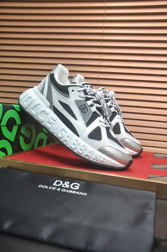 ドルチェ&ガッバーナ スピードスター メッシュ レザー スニーカー ホワイト ダークグレー シルバー shoes686 - 画像 (3)