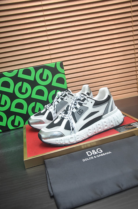 ドルチェ&ガッバーナ スピードスター メッシュ レザー スニーカー ホワイト ダークグレー シルバー shoes686 - 画像 (4)