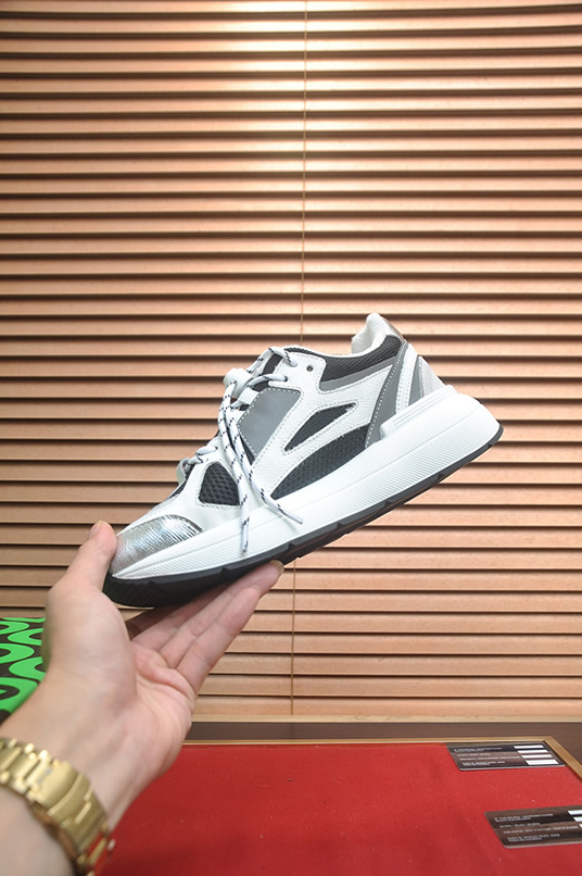 ドルチェ&ガッバーナ スピードスター メッシュ レザー スニーカー ホワイト ダークグレー シルバー shoes686 - 画像 (5)