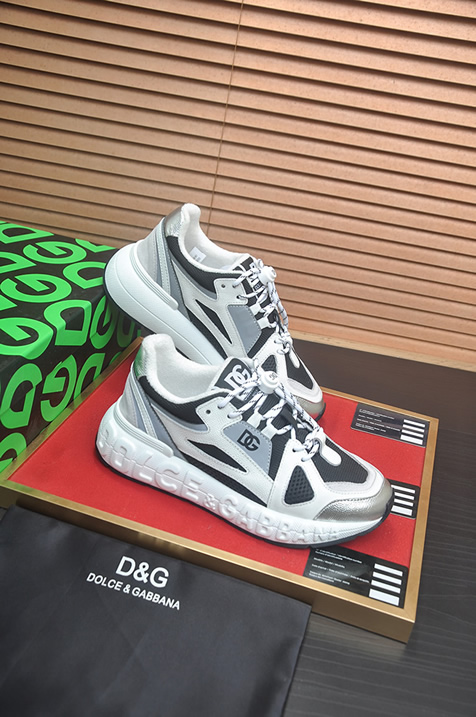 ドルチェ&ガッバーナ スピードスター メッシュ レザー スニーカー ホワイト ダークグレー シルバー shoes686 - 画像 (6)
