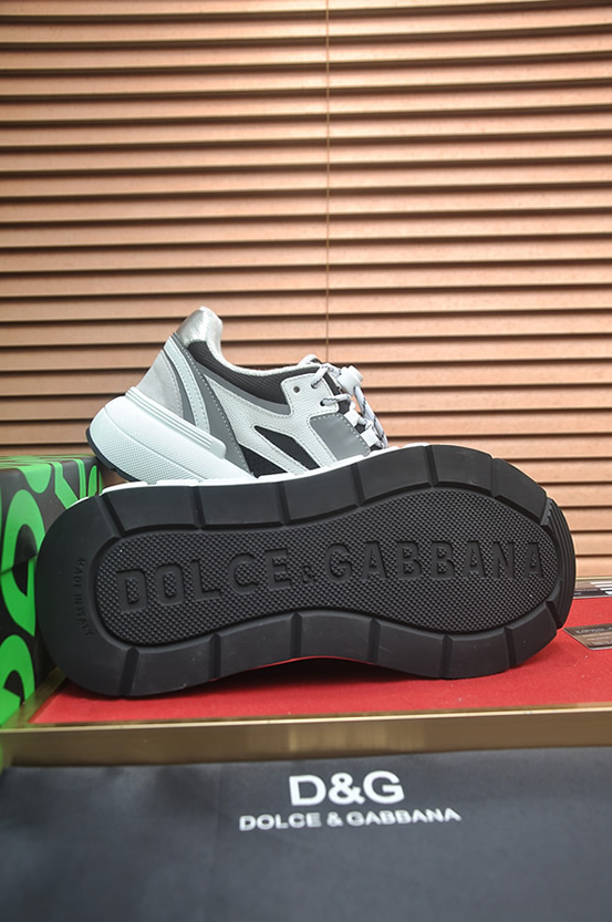 ドルチェ&ガッバーナ スピードスター メッシュ レザー スニーカー ホワイト ダークグレー シルバー shoes686 - 画像 (7)