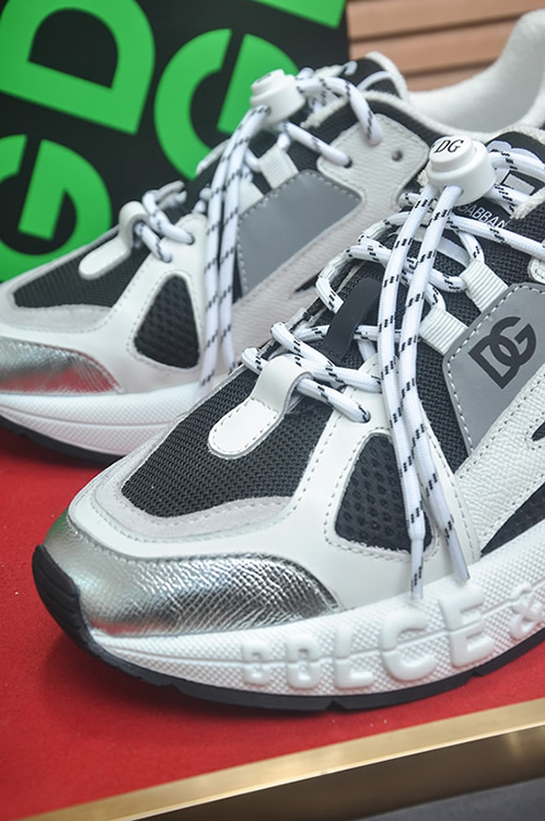 ドルチェ&ガッバーナ スピードスター メッシュ レザー スニーカー ホワイト ダークグレー シルバー shoes686 - 画像 (8)