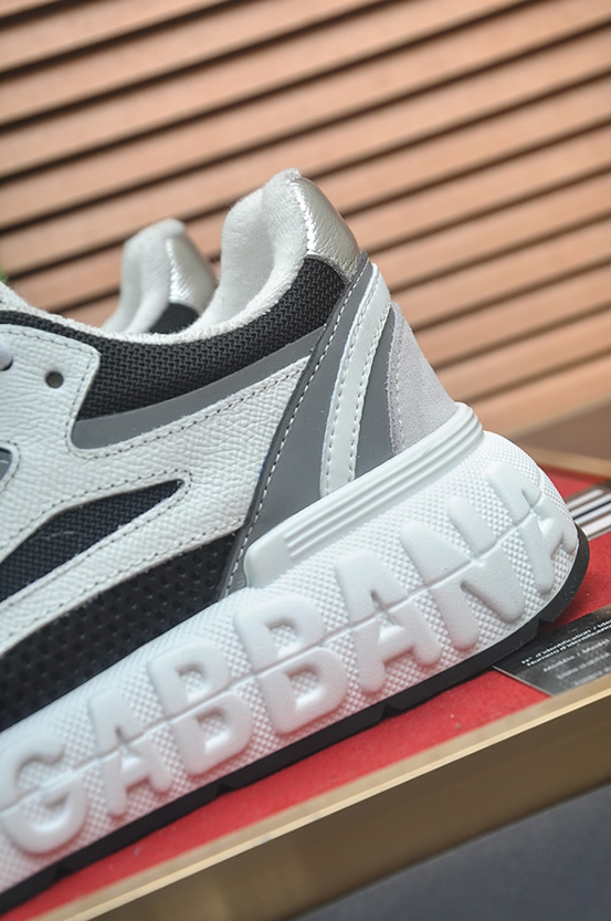 ドルチェ&ガッバーナ スピードスター メッシュ レザー スニーカー ホワイト ダークグレー シルバー shoes686 - 画像 (9)