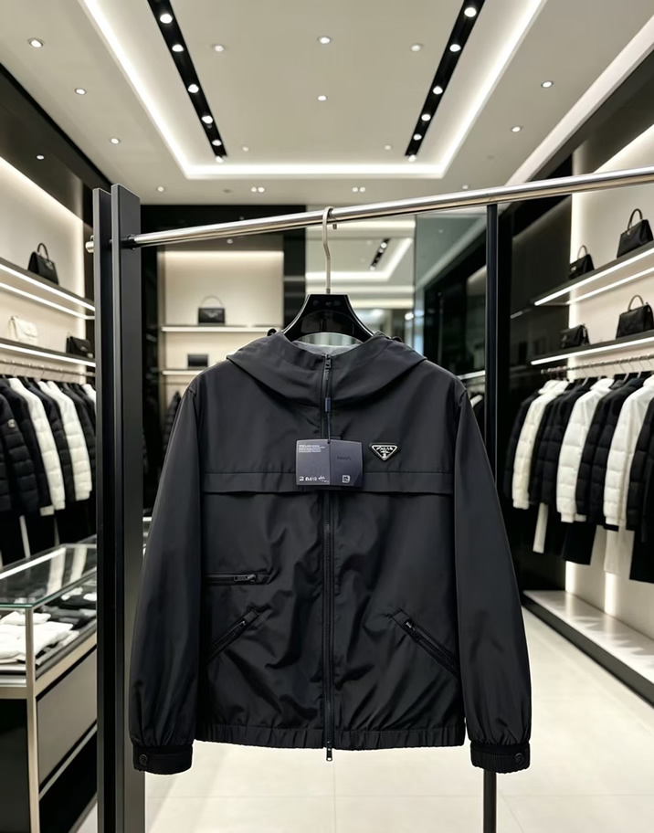 プラダ Re-Nylon フード付き ナイロン ジャケット ブルゾン ブラック FS549 - 画像 (2)