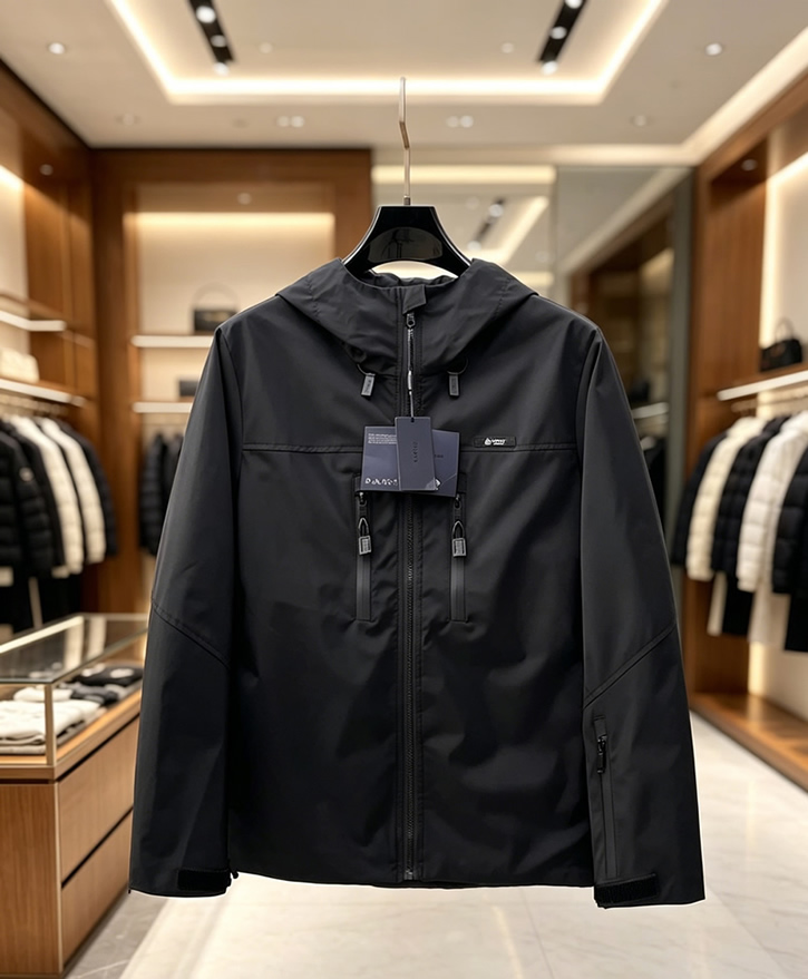 プラダ Re-Nylon フード付き テクニカル ジャケット ブルゾン ブラック FS555
