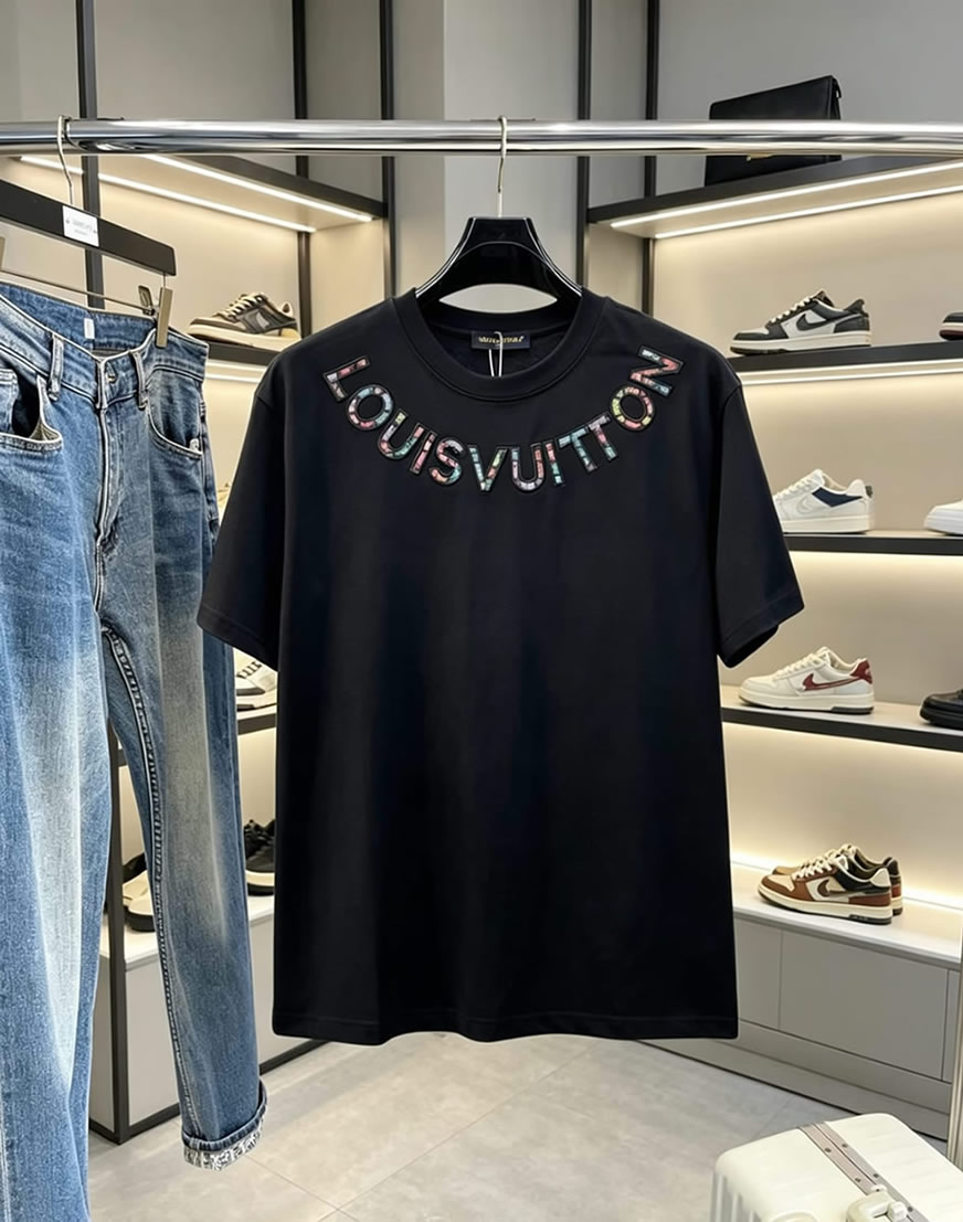 ルイ・ヴィトン アーチロゴ マルチカラー 半袖 Tシャツ ブラック FS576