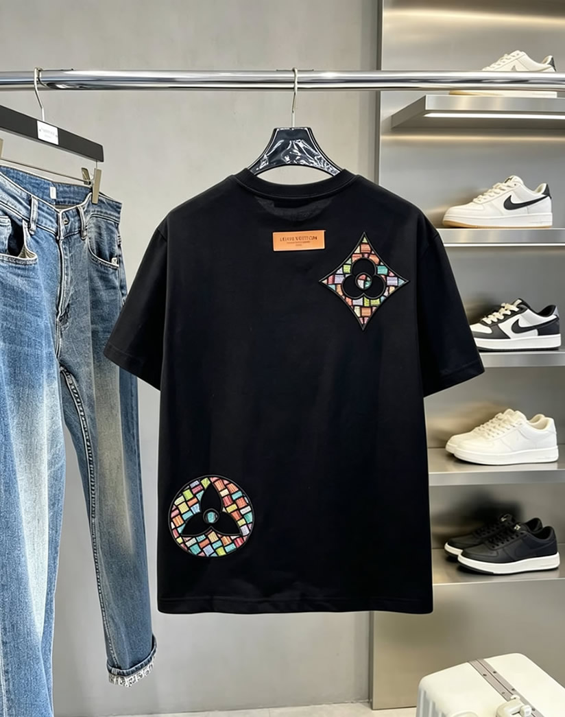 ルイ・ヴィトン アーチロゴ マルチカラー 半袖 Tシャツ ブラック FS576 - 画像 (2)