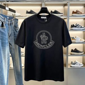 モンクレール ビッグロゴ アウトライン 半袖 Tシャツ ブラック FS577