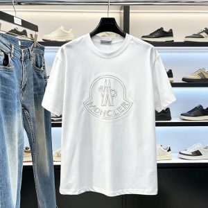 モンクレール ビッグロゴ アウトライン 半袖 Tシャツ ホワイト FS578